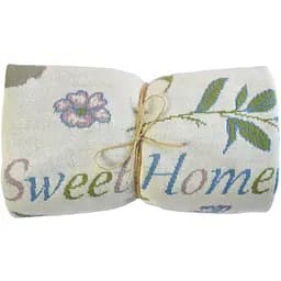 Плед Прованс Sweet home в'язаний 90х130 см бежевий із зеленим (28455) - мініатюра 4