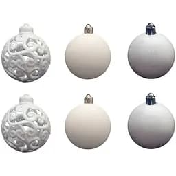 Набір ялинкових іграшок кулі Linhai 6 шт. 6 см білий пластик в асортименті (251734-1)
