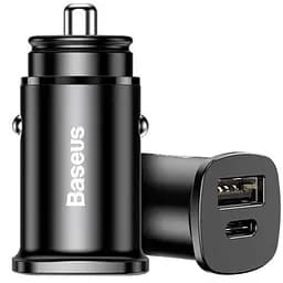 Автомобільний зарядний пристрій Baseus Square Metal 2USB + Type-C QC CCALL-AS01 Black