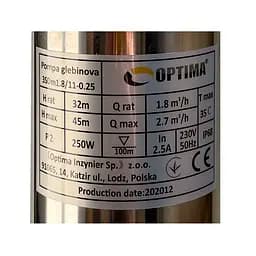 Насос свердловинний з підв, стійк, до піску 3″ Optima 3SDm1,8/11 0,25 кВт 45м + пульт+кабель1,5мNEW 000021396 - мініатюра 2