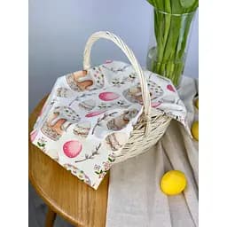 Великодній рушничок водовідштовхувальний для кошика Великодня пасочка 40х30 см рожевий