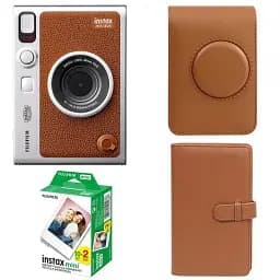 Подарунковий набір камера Fujifilm Instax Mini EVO, Фотопапір 20 шт, Чохол, Фотоальбом 108 фото Коричневий