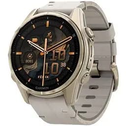 Смарт-годинник Garmin fenix 8 43mm, AMOLED, Saph, SftGldSS/FogGryLeatherBnd, Excl, GPS (010-02903-40)