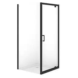 Душова кабіна Cersanit Brasco 90x90 см квадратна розстібна прозоре скло без піддону black S168-012, прозорий, чорний