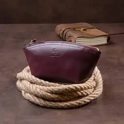 Жіноча косметичка зі шкіри Amelin Grande Pelle 11300 сливова - мініатюра 5