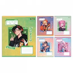 Тетради ученические 12 листов линия 1B Follow Anime, 25 шт. в упаковке