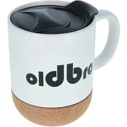 Керамічний кавовий кухоль OldBro classic White 400 мл з ізольованим корковим дном і кришкою