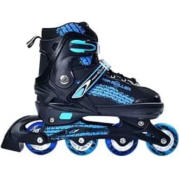 Ролики Profi A4150-L-BL полиуретан, раздвижные, в один ряд, шнуровка + бакля, размер колёс 70 мм синие