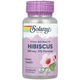 Екстракт квіток гібіскуса Solaray Hibiscus Flower Extract 250 мг 60 веганських капсул