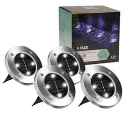 Сонячні вуличні світильники Solar Disk Lights 4 шт. підсвічування газону на сонячній батареї садові ліхтарі - мініатюра 9