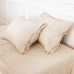 Простыня на резинке MirSon Linen Amalia Льон 160х200 см оранжево-розовая (2200008249021)