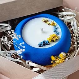 Еко свічка Svich Shop cиньо-жовта у подарунковій коробці