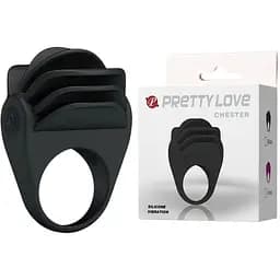 Эрекционное кольцо с вибрацией Pretty Love Chester 6 см чёрный