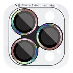 Защитное стекло Epik Metal Classic на камеру в упаковке для Apple iPhone 16 Pro 6.3/16 Pro Max 6.9 Сиреневый/Rainbow