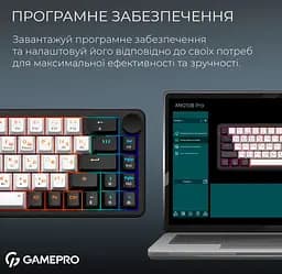 Клавиатура беспроводная игровая механическая GamePro MK-210-B Pro Black-White QLAB Orange Switches Hot-Swap - мініатюра 6