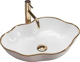 Умывальник Rea Pearl 51,5x37,5 gold edge (REA-U0696), Глянцевая