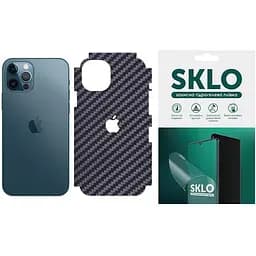 Защитная гидрогелевая пленка SKLO Back (тыл+грани без углов+лого) Carbon для Apple iPhone 13 mini (5.4) Черный