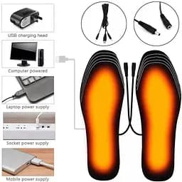 Термоустілки для взуття USB, універсальні, чорні, з підігрівом, EVA матеріал, розмір 35–44 - мініатюра 6