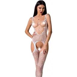 Відвертий бодістокінг з глибоким декольте Passion BS075 White