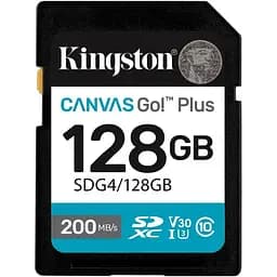 Карта памяти Kingston SDXC, 128Gb Canvas Go! Plus, Сlass10 UHS-I U3 V30, до 200 МБ/с (SDG4/128GB)