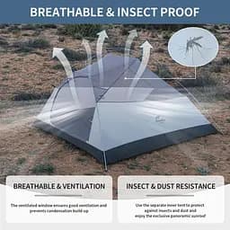 Намет тримісний з футпринтом Naturehike Cloud Up 3 UL NH18T030-T-T, 20D, темно-синій - мініатюра 7