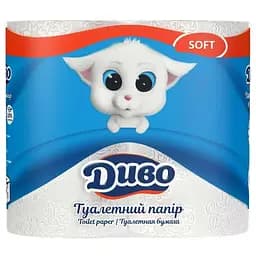 Туалетний папір Диво Soft, двошаровий, 4 рулони (406844)