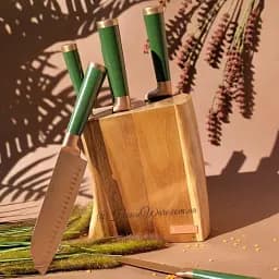 Набір ножів Edenberg 7 предметів з підставкою зелений (EB-11029)