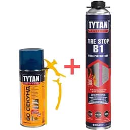 Піна монтажна Tytan Professional B1 вогнестійка 750 мл + Tytan 60 Секунд