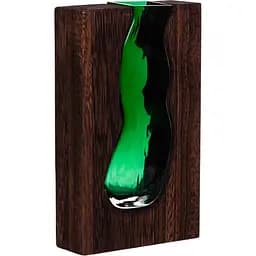 Ваза декоративная для цветов Yiwu стеклянная с деревянным основанием 24 см HP-32-1