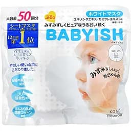 Японська маска KOSE Clear Turn Babyish Освітлююча з гіалуроновою кислотою, 50 шт