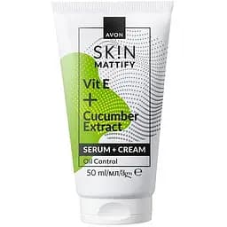 Крем-сироватка для обличчя Avon з вітаміном Е та екстрактом огірка Матовий ефект 50 мл (494693271)