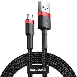 Кабель USB Micro - BASEUS cafule 2 метра усиленная оплетка (CAMKLF-C91) черно красный