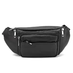 Містка шкіряна сумка на пояс чорна Tiding Bag M56-2030A