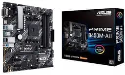 Мат.плата AM4 (B450) Asus PRIME B450M-A II, B450, 4xDDR4, Int.Video(CPU), 6xSATA3, 1xM.2, 1xPCI-E 16x 3.0, 2xPCI-E 1x 2.0, ALC88 8xUSB3.2/4xUSB2.0, VGA/DVI-D/HDMI, mATX
