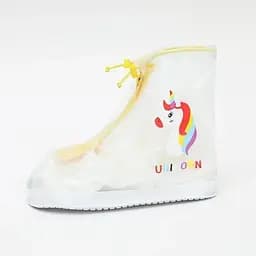 Детские резиновые бахилы Lesko Единорог 23.5 см прозрачные желтые (15352)