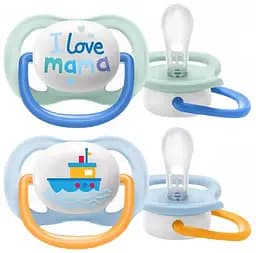 Пустушка Philips Avent Ultra Air I love для хлопчика, 0-6 міс, 2 шт. (SCF080/01)