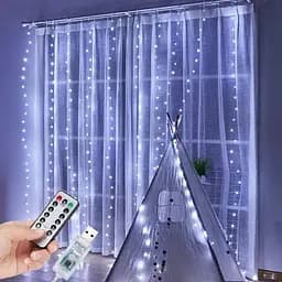 Гірлянда штора крапля роси Sun Lamp 3х3 м 300 LED з пультом і USB живленням біле світло