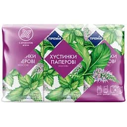 Носові хустинки Премія, 3-шарові, з ароматом м'яти, 6 х 10 шт.