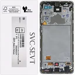 Дисплей Samsung A725 Galaxy A72 /A726 чорний, Amoled, оригінал, сервісне пакування, з рамкою сріблястого кольору, Awesome White, GH82-25463D