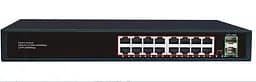 Комутатор Merlion MG1016S 16 портів RJ45 Ethernet + 2 SFP 10/100/1000 Мбіт/сек. метал AC220V.