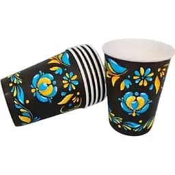 Склянка паперова одноразова Український візерунок 250 мл 50 шт.