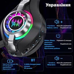 Ігрова гарнітура Kotion Each GS400 Ultra 2.4G з віртуальним звуком 7.1 для ПК та консолей (Чорний) - мініатюра 7