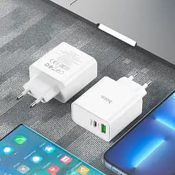 Мережевий зарядний пристрій адаптер HOCO C113A Awesome 1 USB/1Type-C, 65 W, підтримка швидкого заряджання PD/QC/FCP/AFC - мініатюра 7