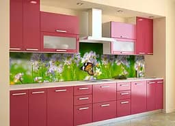 Кухонний фартух Польові квіти для кухні наклейка ПВХ метелик луг Зелений 60х200 см Happy Pocket Z180437 - мініатюра 4
