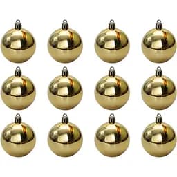 Набір ялинкових іграшок Devilon кулі 6 см золотистий глянець 12 шт. (890742)