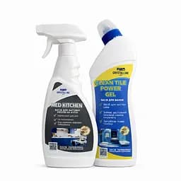 Набор: Средство для мытья матовых кухонных фасадов Med kitchen 500 мл + Средство для удаления сложных солевых налётов Clean tile power GEL 750 мл