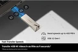 Samsung Накопичувач Samsung 512GB USB 3.1 Type-A Bar Plus Сірий - мініатюра 4