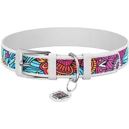 Нашийник для собак Waudog Design Літо, шкіряний, з QR паспортом, 27-36х1, 5 см, білий