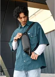 Мужская сумка через плечо бананка Sambag Holster MSH черная 36×14×4 см (87113001m)
