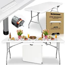 Стіл складаний переносний Heckermann 240х74×74 White (Z240)